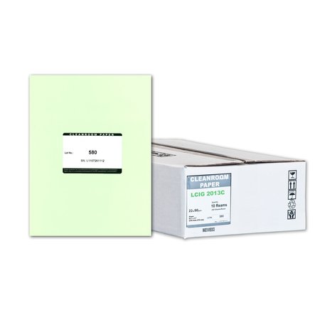 PURE IMAGE Pure Image Synthetic Cleanroom Paper, 8.5x11, Green 22lb, 250 sheets /ream, 10 reams p/PK LCIG 2013C